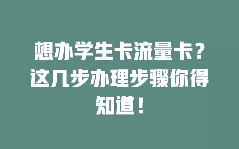 想办学生卡流量卡？这几步办理步骤你得知道！