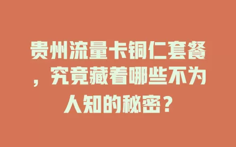 贵州流量卡铜仁套餐，究竟藏着哪些不为人知的秘密？