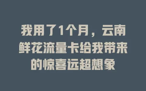 我用了1个月，云南鲜花流量卡给我带来的惊喜远超想象