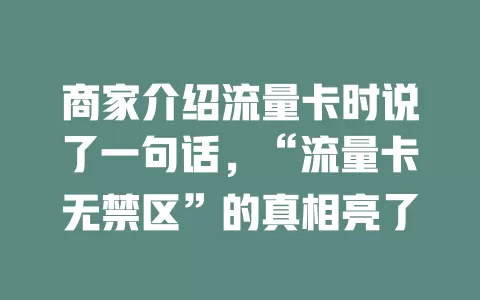 商家介绍流量卡时说了一句话，“流量卡无禁区”的真相亮了