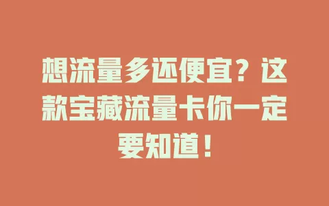 想流量多还便宜？这款宝藏流量卡你一定要知道！