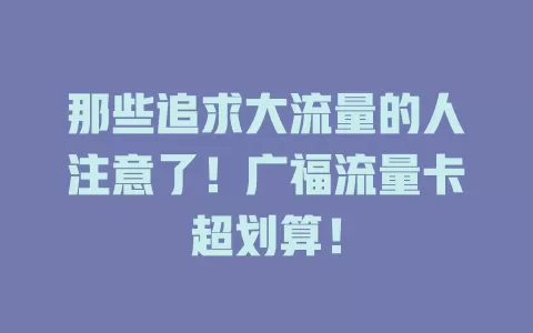 那些追求大流量的人注意了！广福流量卡超划算！