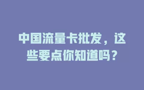 中国流量卡批发，这些要点你知道吗？