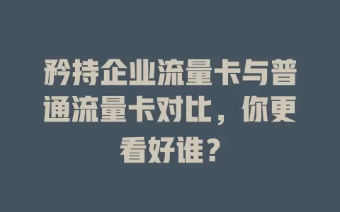 矜持企业流量卡与普通流量卡对比，你更看好谁？