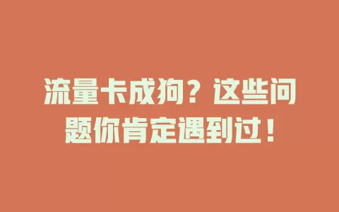 流量卡成狗？这些问题你肯定遇到过！