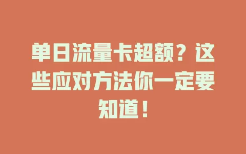 单日流量卡超额？这些应对方法你一定要知道！