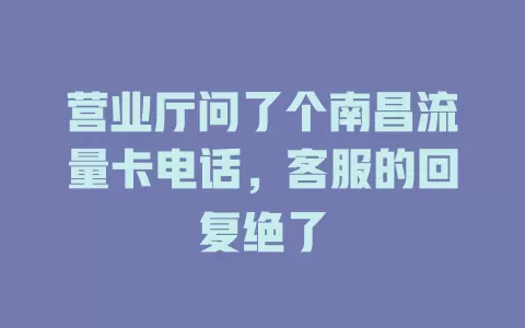 营业厅问了个南昌流量卡电话，客服的回复绝了