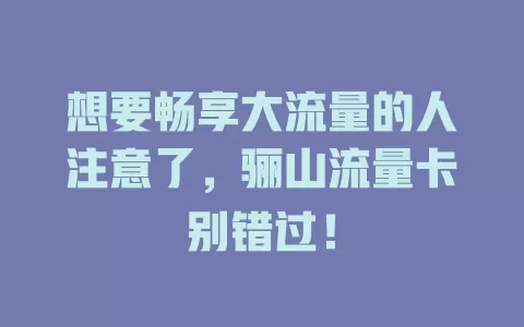 想要畅享大流量的人注意了，骊山流量卡别错过！