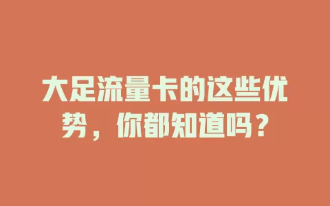 大足流量卡的这些优势，你都知道吗？