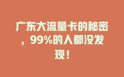 广东大流量卡的秘密，99%的人都没发现！