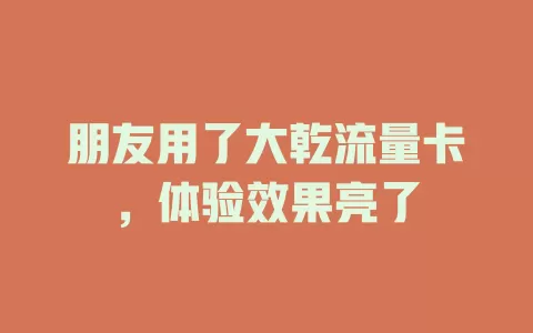 朋友用了大乾流量卡，体验效果亮了