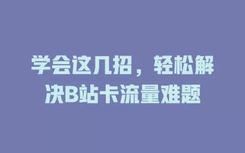 学会这几招，轻松解决B站卡流量难题