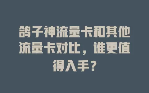 鸽子神流量卡和其他流量卡对比，谁更值得入手？