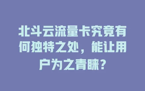 北斗云流量卡究竟有何独特之处，能让用户为之青睐？