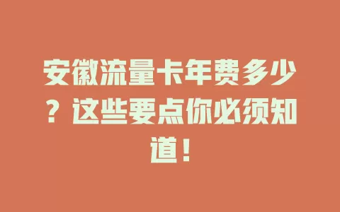 安徽流量卡年费多少？这些要点你必须知道！