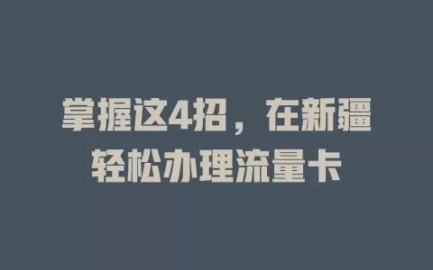 掌握这4招，在新疆轻松办理流量卡