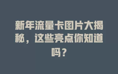 新年流量卡图片大揭秘，这些亮点你知道吗？