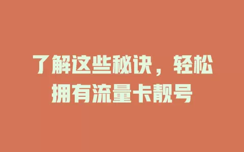 了解这些秘诀，轻松拥有流量卡靓号