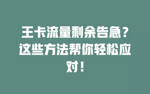 王卡流量剩余告急？这些方法帮你轻松应对！