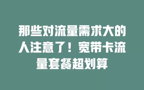 那些对流量需求大的人注意了！宽带卡流量套餐超划算
