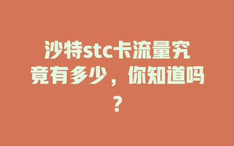 沙特stc卡流量究竟有多少，你知道吗？