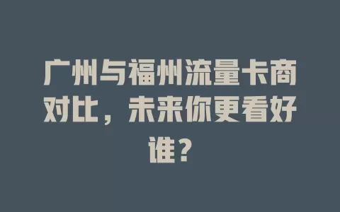 广州与福州流量卡商对比，未来你更看好谁？
