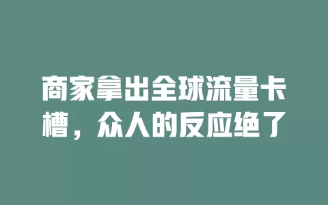 商家拿出全球流量卡槽，众人的反应绝了