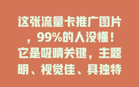这张流量卡推广图片，99%的人没懂！它是吸睛关键，主题明、视觉佳、具独特性，能瞬间抓眼球、引好奇，助你了解流量卡详情
