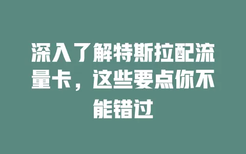 深入了解特斯拉配流量卡，这些要点你不能错过