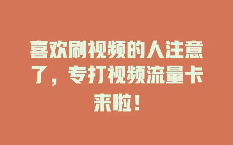 喜欢刷视频的人注意了，专打视频流量卡来啦！