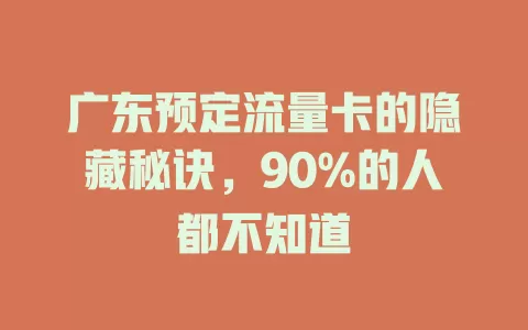 广东预定流量卡的隐藏秘诀，90%的人都不知道