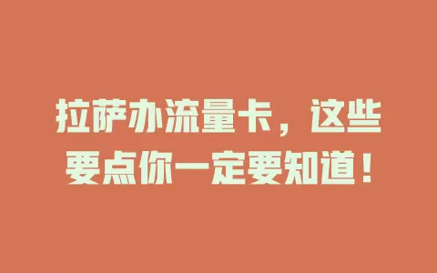 拉萨办流量卡，这些要点你一定要知道！