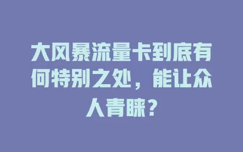 大风暴流量卡到底有何特别之处，能让众人青睐？