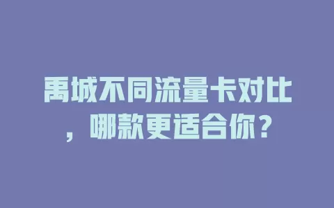 禹城不同流量卡对比，哪款更适合你？