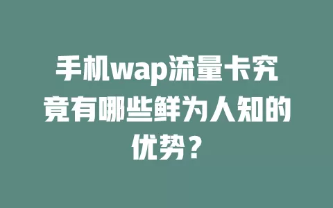 手机wap流量卡究竟有哪些鲜为人知的优势？