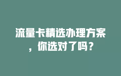 流量卡精选办理方案，你选对了吗？