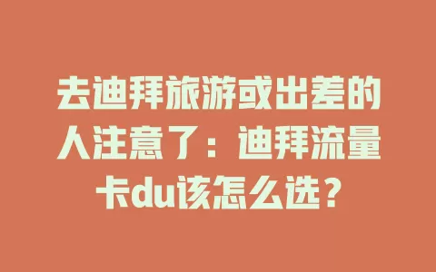 去迪拜旅游或出差的人注意了：迪拜流量卡du该怎么选？