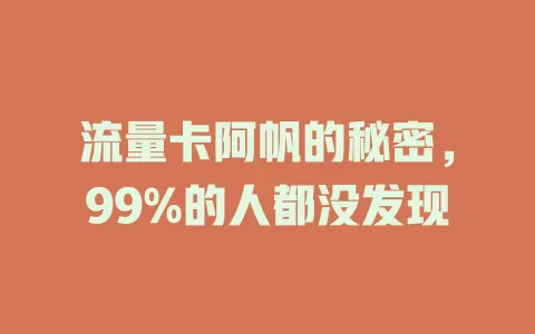 流量卡阿帆的秘密，99%的人都没发现