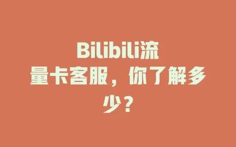 Bilibili流量卡客服，你了解多少？