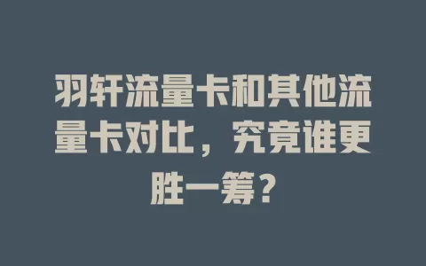 羽轩流量卡和其他流量卡对比，究竟谁更胜一筹？