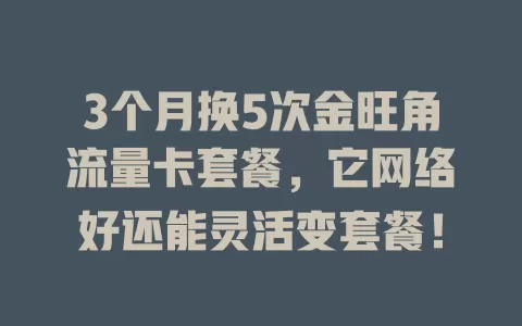 3个月换5次金旺角流量卡套餐，它网络好还能灵活变套餐！