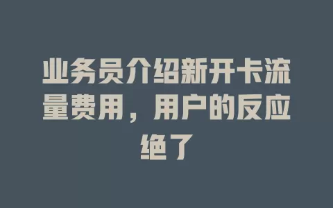 业务员介绍新开卡流量费用，用户的反应绝了