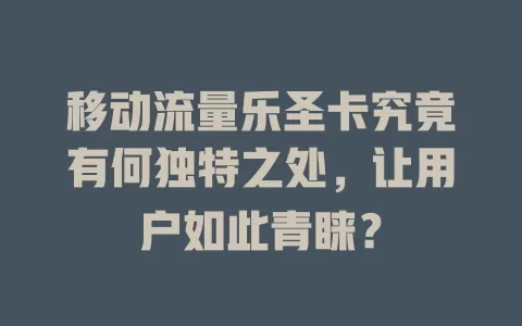 移动流量乐圣卡究竟有何独特之处，让用户如此青睐？