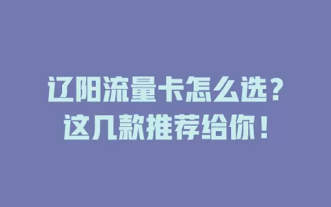 辽阳流量卡怎么选？这几款推荐给你！