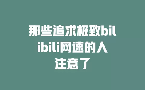 那些追求极致bilibili网速的人注意了