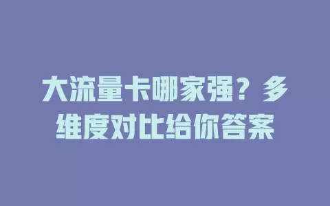 大流量卡哪家强？多维度对比给你答案