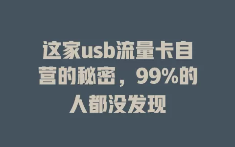 这家usb流量卡自营的秘密，99%的人都没发现