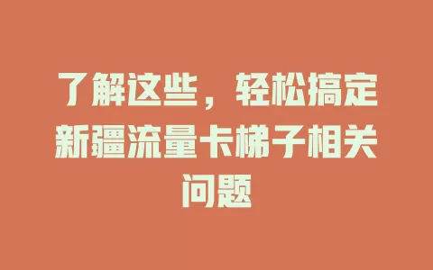 了解这些，轻松搞定新疆流量卡梯子相关问题