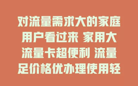 对流量需求大的家庭用户看过来 家用大流量卡超便利 流量足价格优办理使用轻松 是家庭网络好帮手