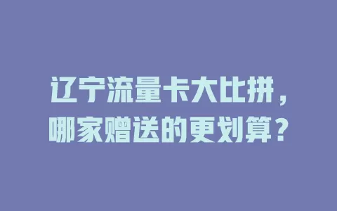 辽宁流量卡大比拼，哪家赠送的更划算？